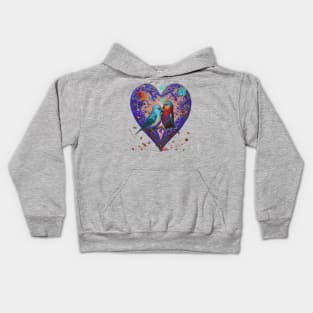 Galentines day and Valentine’s Day parrot’s canoodling Kids Hoodie